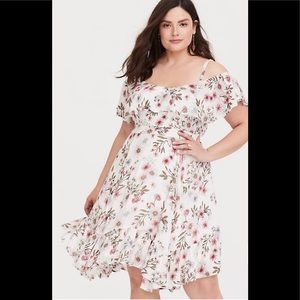 Torrid Floral Cold Shoulder Gauze Dress